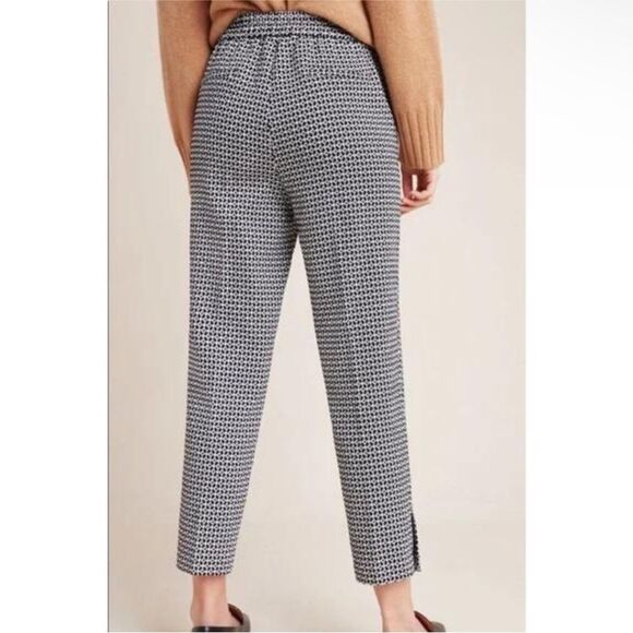 BY ANTHROPOLOGIE | Larkin Black/White Jacquard Tapered Pants Women’s Size Small - Picture 3 of 12